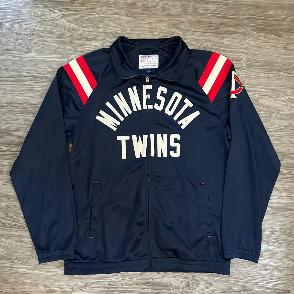 G-III Sports Carl Banks Minnesota Twins MLB Track Jacket Navy Blue Mens Large